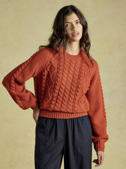 Joules Rafferty Cable Knit Jumper Burnt Orange