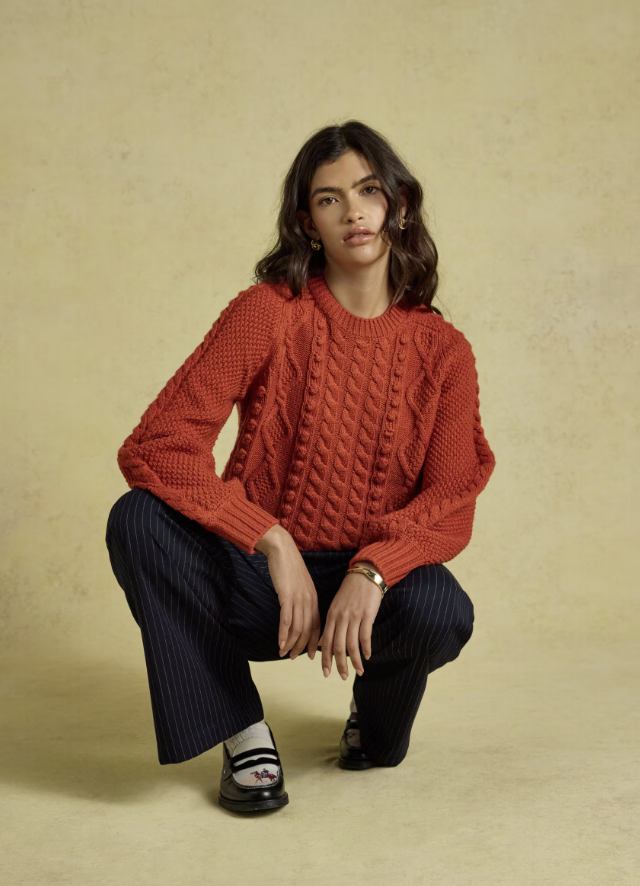Joules Rafferty Cable Knit Jumper Burnt Orange