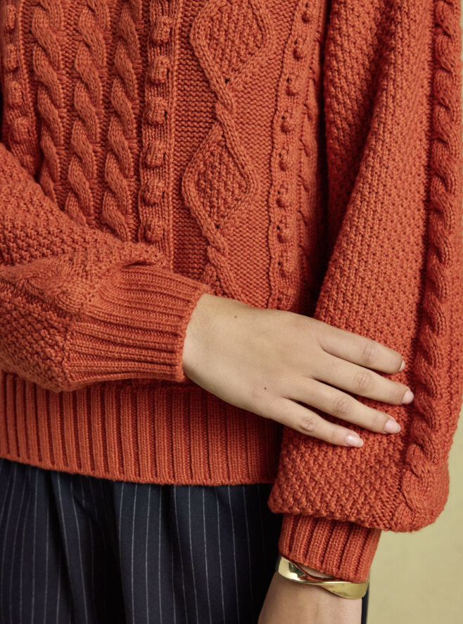 Joules Rafferty Cable Knit Jumper Burnt Orange