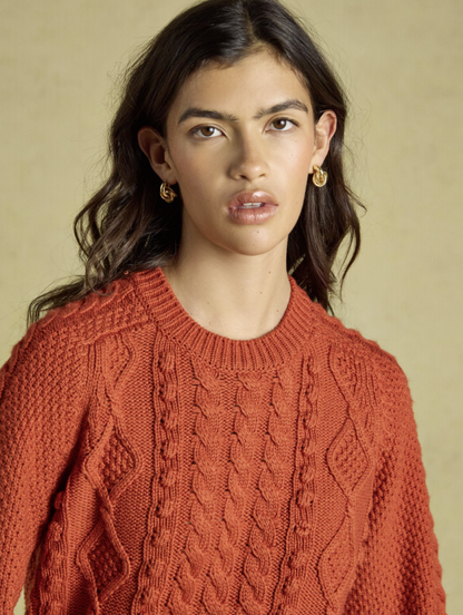 Joules Rafferty Cable Knit Jumper Burnt Orange