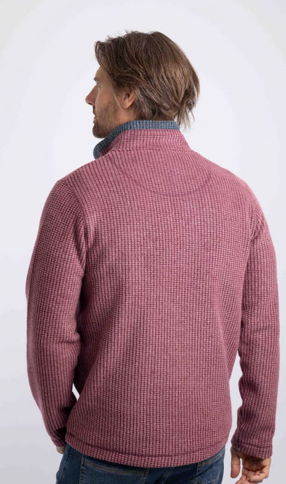 Weird Fish Newark 1/4 Zip Grid Fleece Red Grape