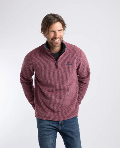 Weird Fish Newark 1/4 Zip Grid Fleece Red Grape