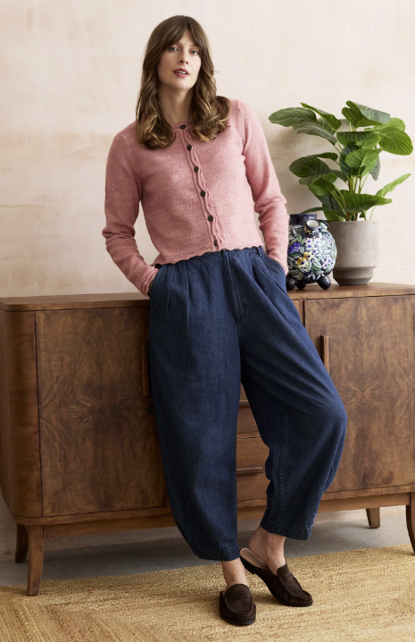 Lily & Me Elodie Scalloped Neck Cardigan Vintage Rose