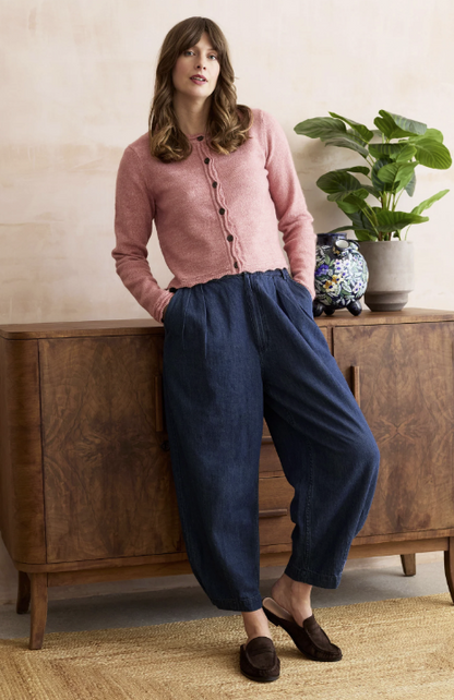 Lily & Me Elodie Scalloped Neck Cardigan Vintage Rose