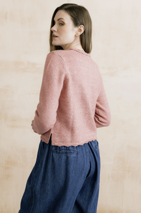 Lily & Me Elodie Scalloped Neck Cardigan Vintage Rose