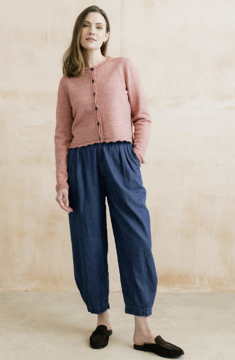 Lily & Me Elodie Scalloped Neck Cardigan Vintage Rose