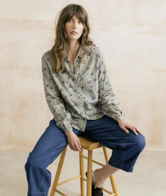 Lily & Me Ana Organic Cotton Printed Shirt Sage