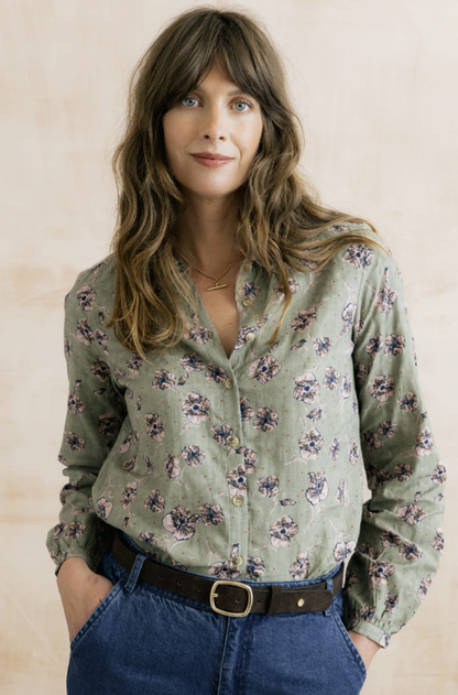 Lily & Me Ana Organic Cotton Printed Shirt Sage