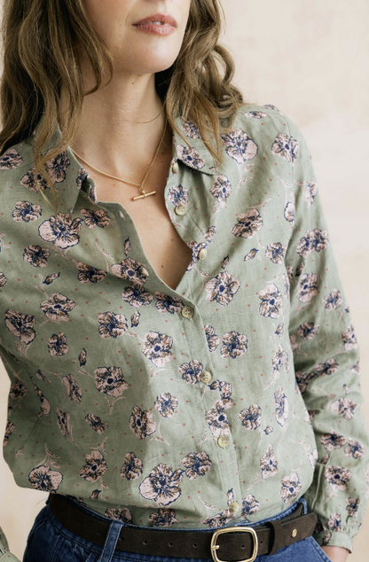 Lily & Me Ana Organic Cotton Printed Shirt Sage