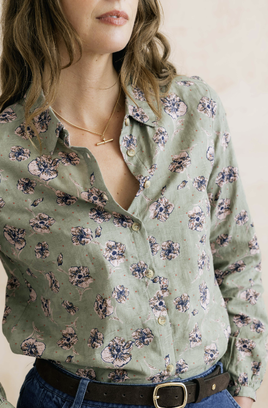Lily & Me Patsy Organic Ditsy Shirt Powder Blue