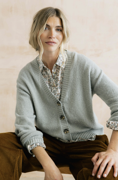 Lily & Me Bloom Flecked Cardigan Mist