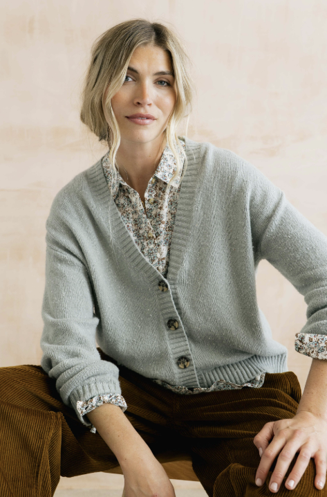 Lily & Me Bloom Flecked Cardigan Mist