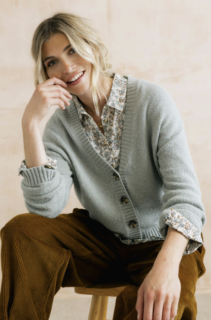 Lily & Me Bloom Flecked Cardigan Mist