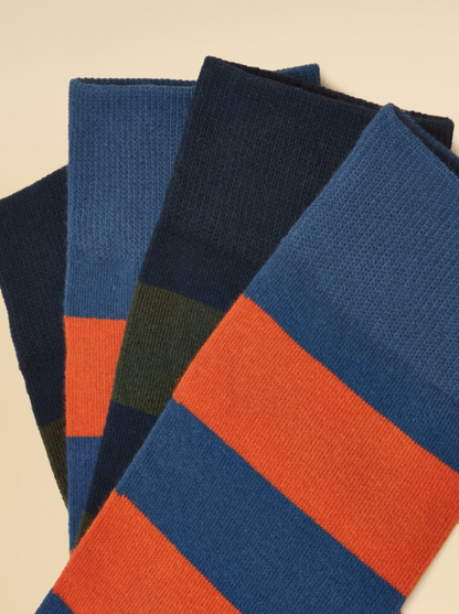 Joules Kingsbury Blue Rugby Stripe Socks 2 Pack