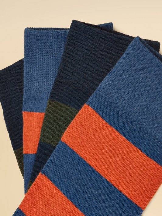 Joules Kingsbury Blue Rugby Stripe Socks 2 Pack