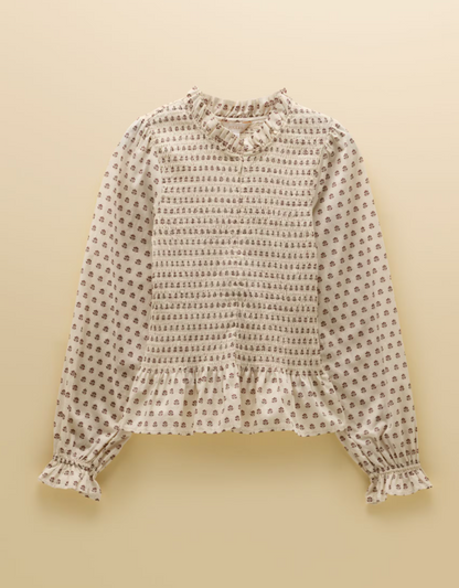 Joules Zoe Ditsy Smocked Blouse Cream