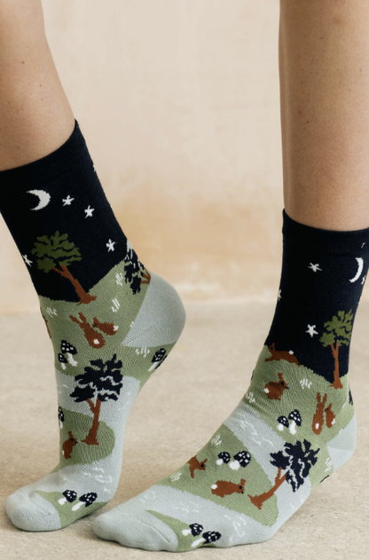 Lily & Me Moonlight Scene Bamboo Socks