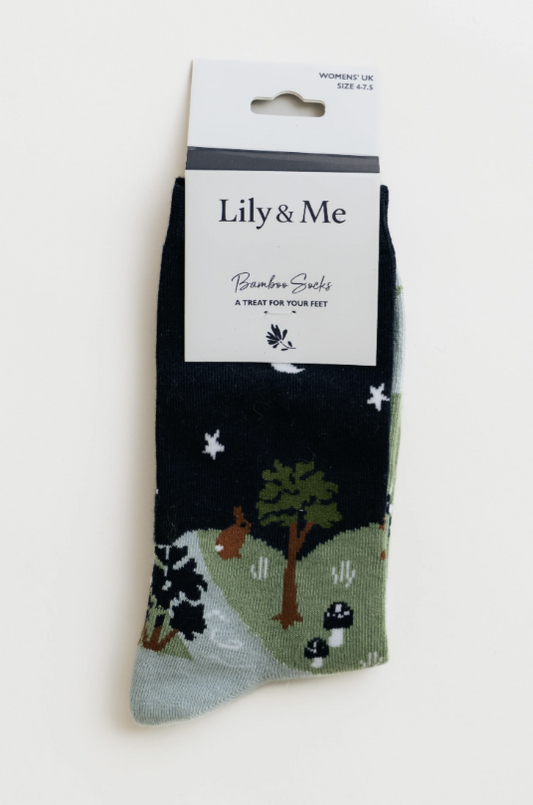 Lily & Me Moonlight Scene Bamboo Socks