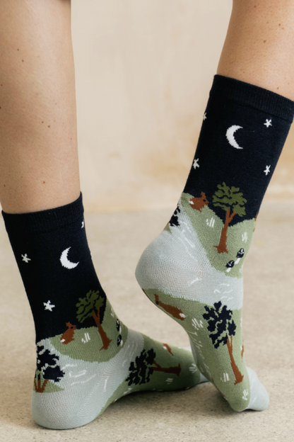 Lily & Me Moonlight Scene Bamboo Socks