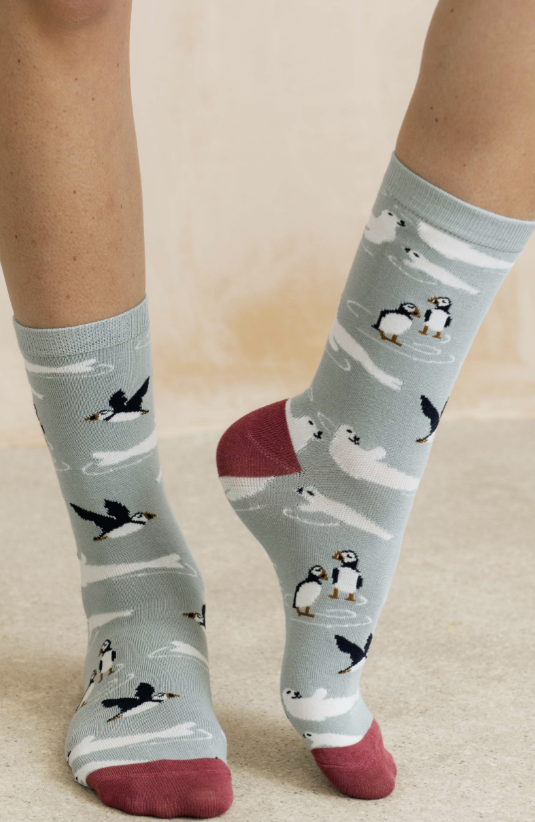 Lily & Me In The Bay Puffin Bamboo Socks