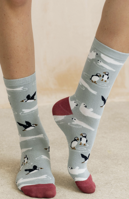 Lily & Me In The Bay Puffin Bamboo Socks