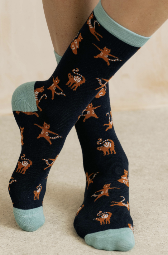 Lily & Me Yoga Cat Bamboo Socks