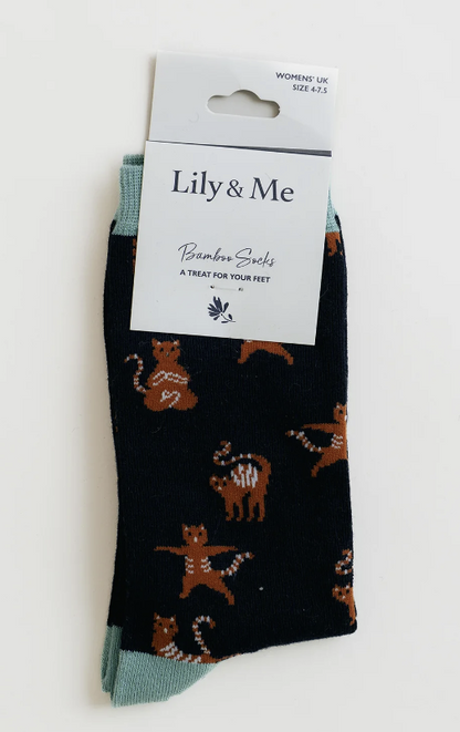 Lily & Me Yoga Cat Bamboo Socks
