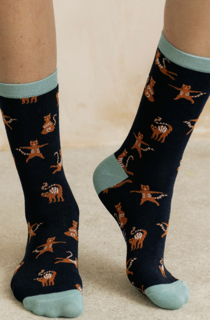 Lily & Me Yoga Cat Bamboo Socks