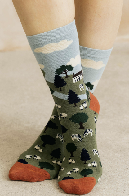 Lily & Me Country Scene Bamboo Socks