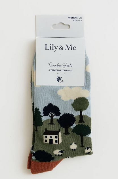 Lily & Me Country Scene Bamboo Socks