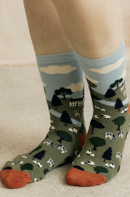 Lily & Me Country Scene Bamboo Socks
