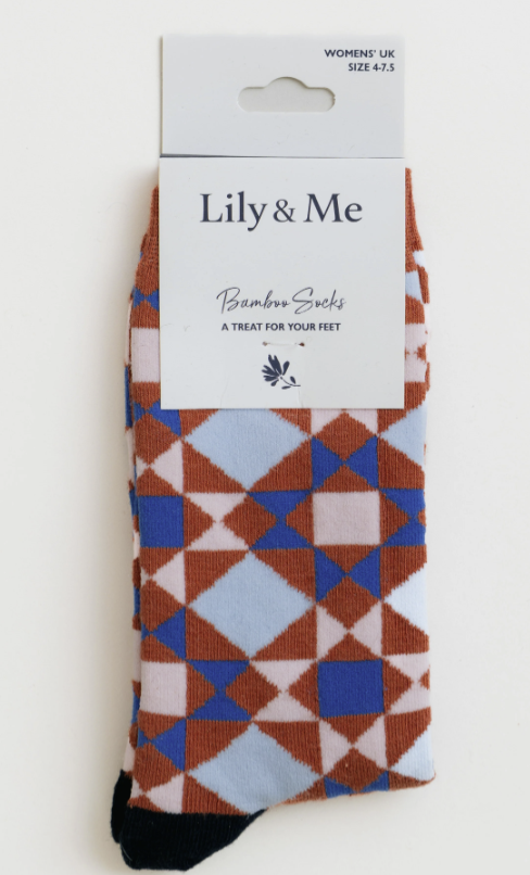 Lily & Me Patchwork Quilt Bamboo Socks