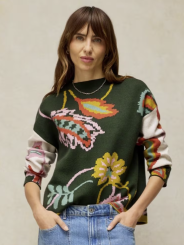 White Stuff Fabia Floral Jumper Green Multi