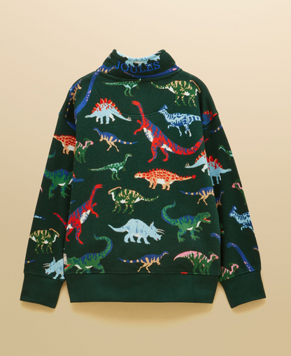 Joules Dino Zip Sweater Green
