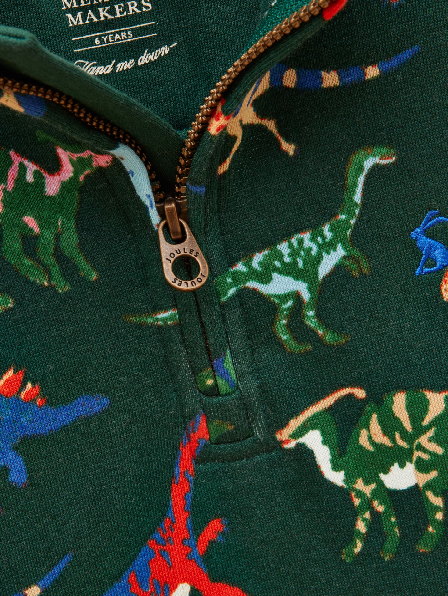 Joules Dino Zip Sweater Green