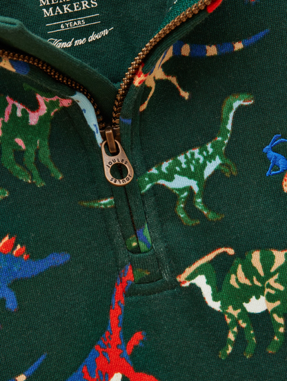 Joules Dino Zip Sweater Green