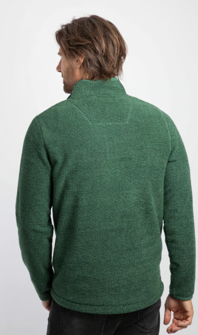 Weird Fish Errill 1/4 Zip Textured Fleece Laurel Green