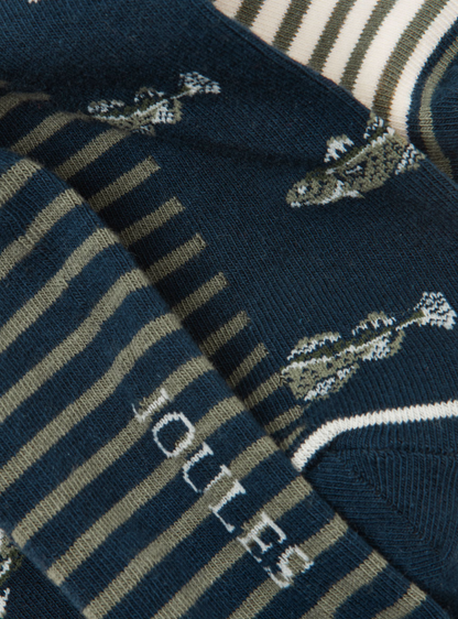 Joules Kingsbury Khaki Fish Socks 2 Pack