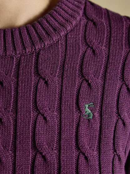 Joules Classic Crew Neck Cable Knit Jumper Berry