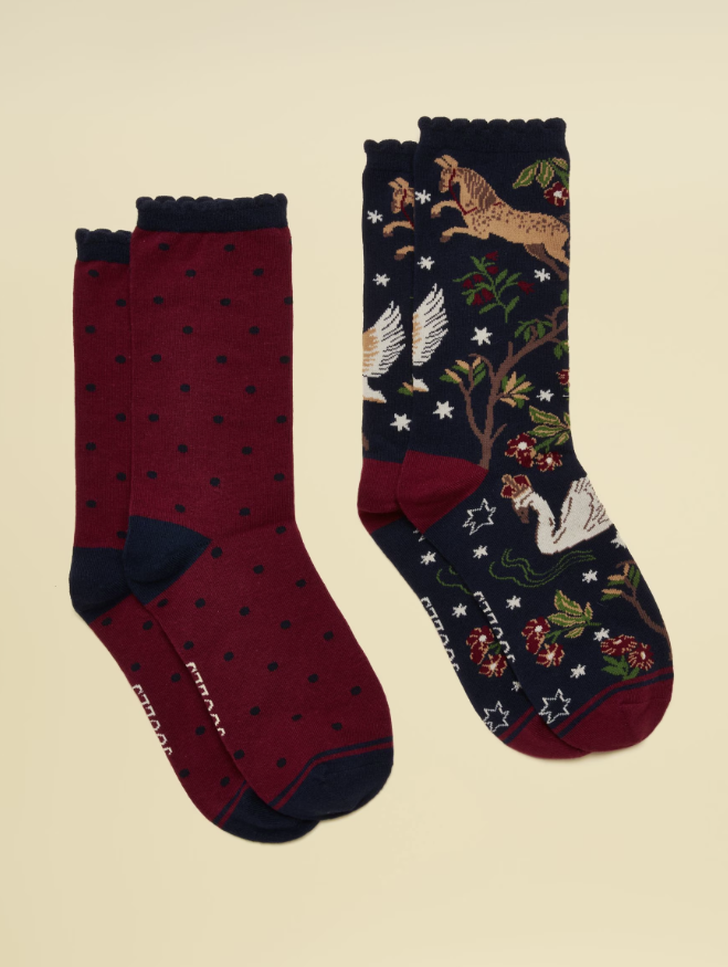Joules Everyday 2 Pack Socks Navy & Pink
