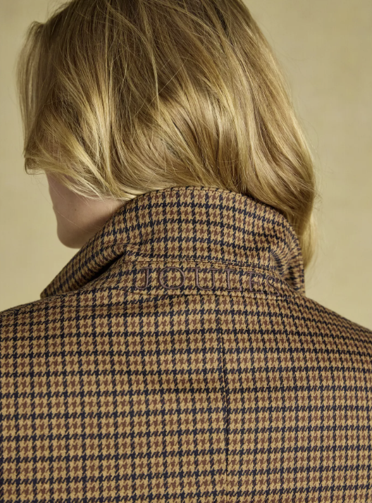 Joules Albury Check Herringbone Jersey Blazer Brown