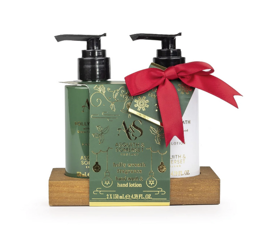 The Somerset Toiletry Co. Holly Wreath Hand Care Caddy