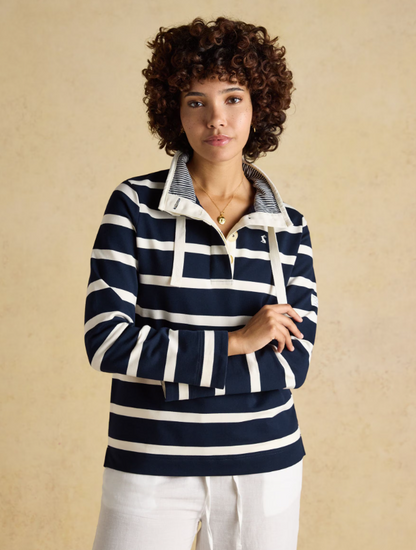Joules Saunton Striped Cotton Sweatshirt Navy & Cream