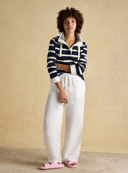 Joules Saunton Striped Cotton Sweatshirt Navy & Cream