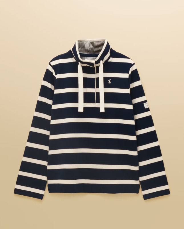 Joules Saunton Striped Cotton Sweatshirt Navy & Cream
