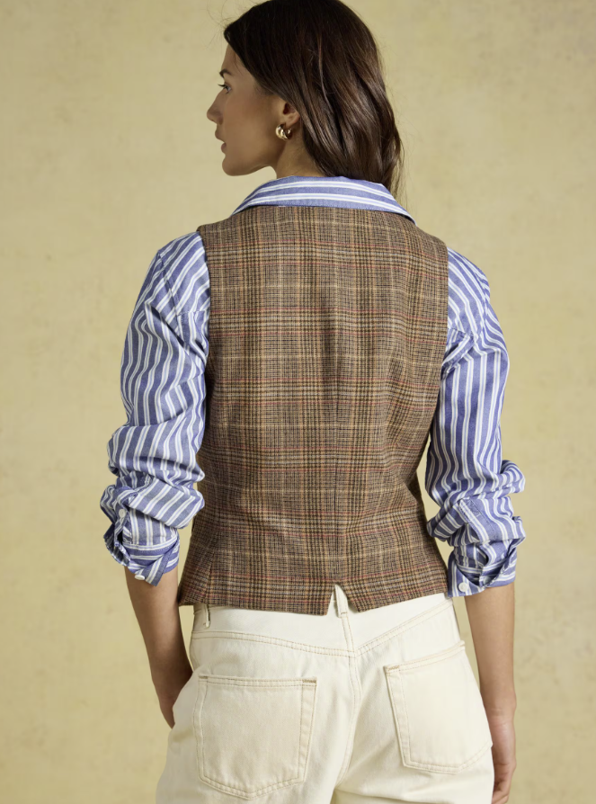 Joules Foxley Check Wool Rich Tweed Waistcoat