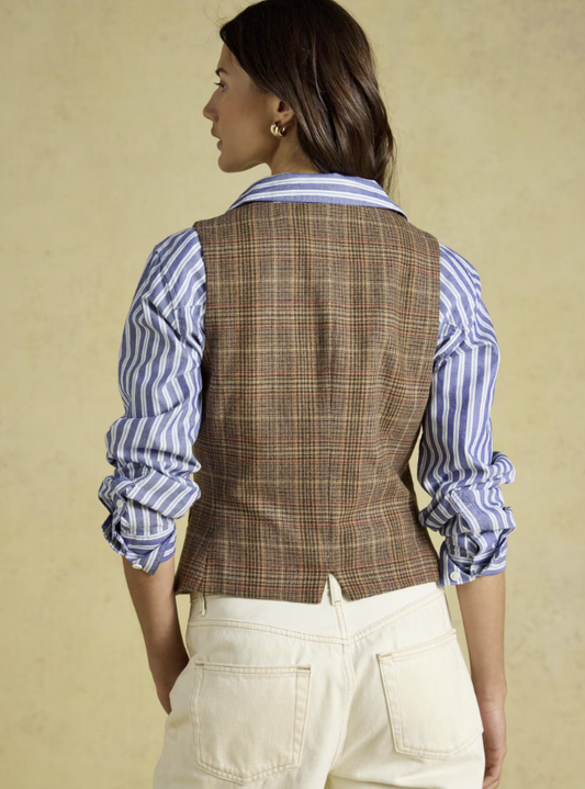 Joules Foxley Check Wool Rich Tweed Waistcoat