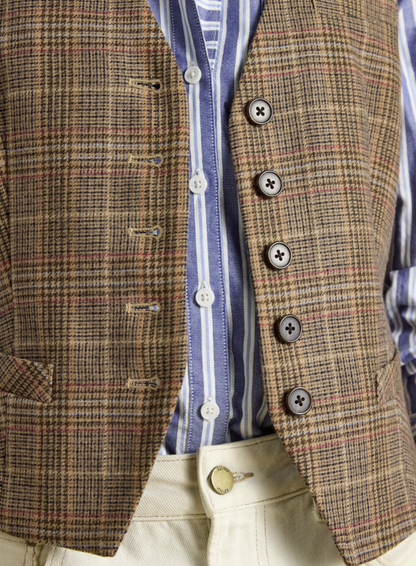 Joules Foxley Check Wool Rich Tweed Waistcoat