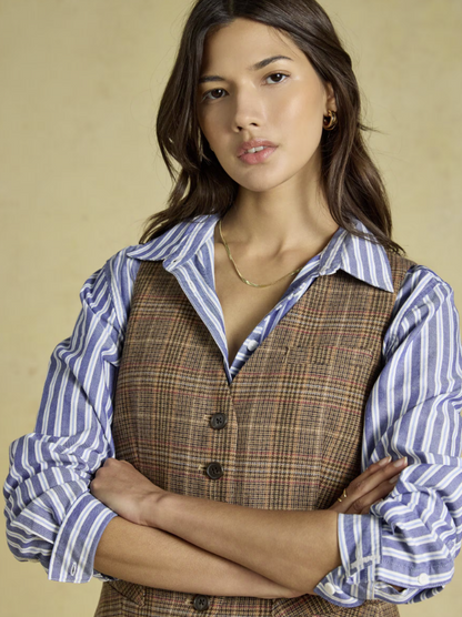 Joules Foxley Check Wool Rich Tweed Waistcoat