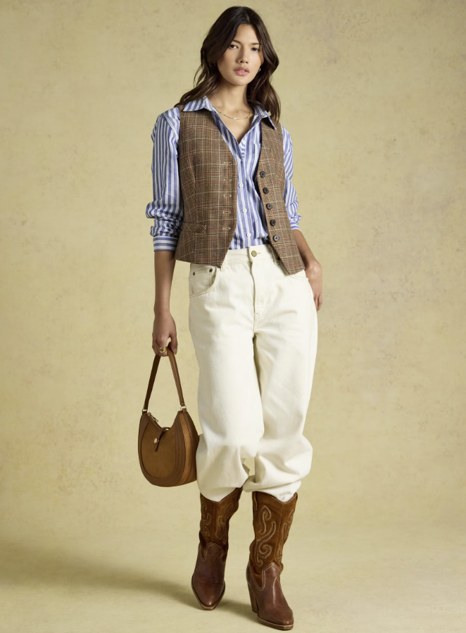 Joules Foxley Check Wool Rich Tweed Waistcoat